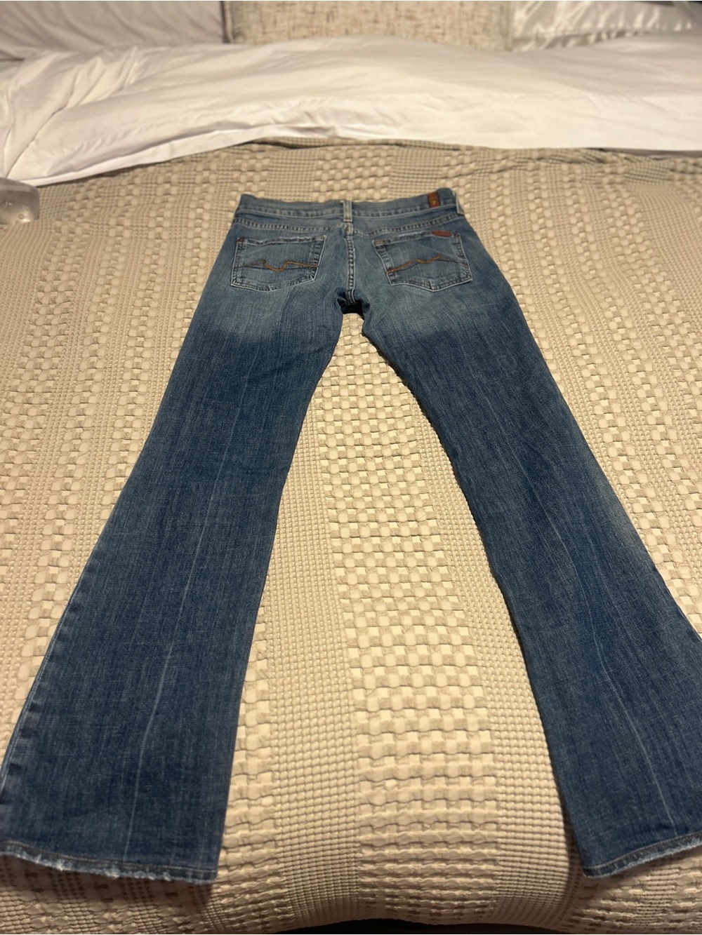 7 For All Mankind Blue Flare Jeans - Mid Wash - Picture 2 of 4